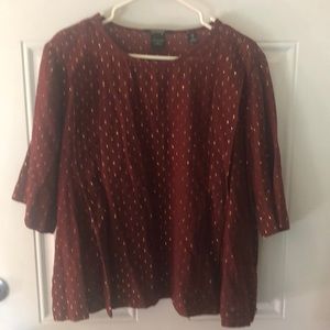 Scotch + Soda Maroon Blouse with Gold Embroidery
